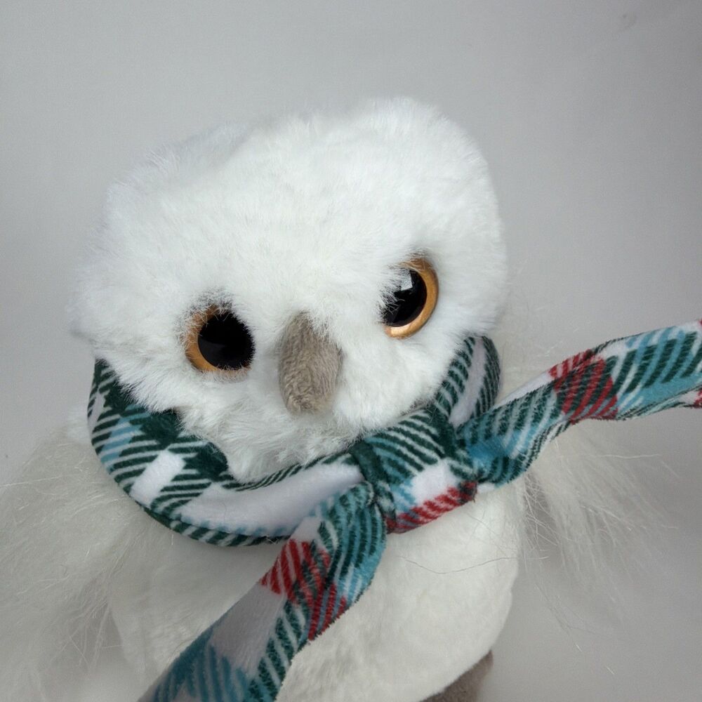 Douglas Cuddle Toy Winter Friends White Owl #9760O Scarf Stuffed Plush Toy - Picture 3 of 6